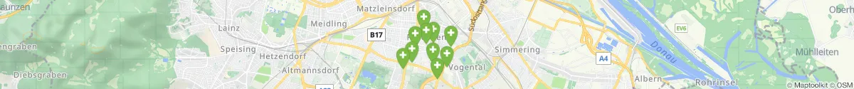 Map view for Pharmacies emergency services nearby Favoriten (1100 - Favoriten, Wien)